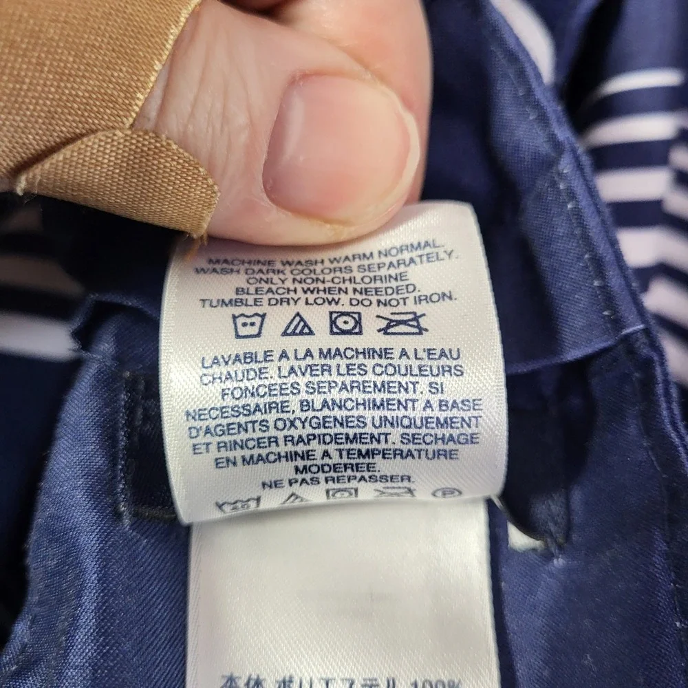 Lands' End Mens 2XL‎ Tall Swim Trunks Navy White Striped Board Shorts 46-48